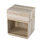 Table d'appoint en bois blanchi de style transitionnel avec station de charge et rangement