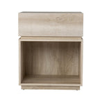 Table d'appoint en bois blanchi de style transitionnel avec station de charge et rangement