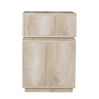 Table d'appoint en bois blanchi de style transitionnel avec station de charge et rangement
