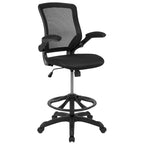 Chaise de bureau ergonomique mi-dossier en maille avec anneau repose-pieds et accoudoirs relevables