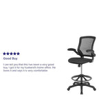 Chaise de bureau ergonomique mi-dossier en maille avec anneau repose-pieds et accoudoirs relevables