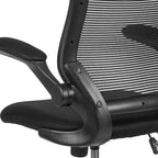 Chaise de bureau ergonomique mi-dossier en maille avec anneau repose-pieds et accoudoirs relevables
