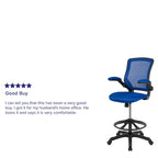 Chaise de bureau ergonomique mi-dossier en maille avec anneau repose-pieds et accoudoirs relevables