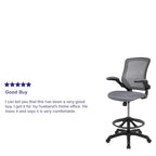 Chaise de bureau ergonomique mi-dossier en maille avec anneau repose-pieds et accoudoirs relevables