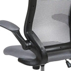 Chaise de bureau ergonomique mi-dossier en maille avec anneau repose-pieds et accoudoirs relevables