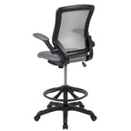 Chaise de bureau ergonomique mi-dossier en maille avec anneau repose-pieds et accoudoirs relevables
