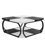 Table basse carrée à 2 niveaux de 99 cm avec cadre en métal pour salon