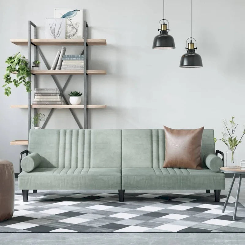 Canapé-lit en velours avec dossier et accoudoirs réglables – Lit de repos causeuse