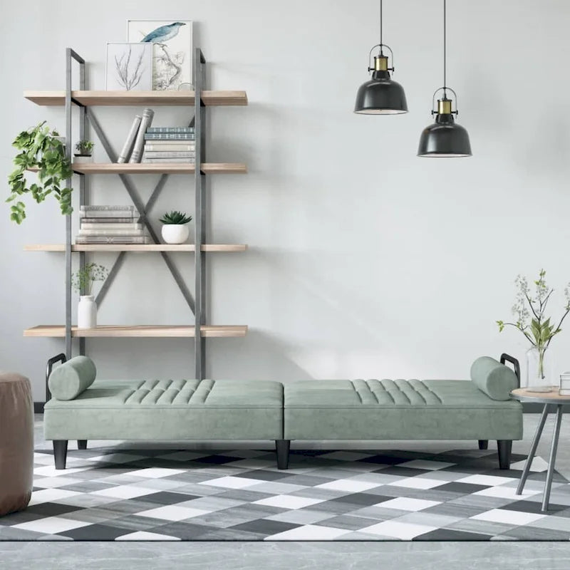Canapé-lit en velours avec dossier et accoudoirs réglables – Lit de repos causeuse