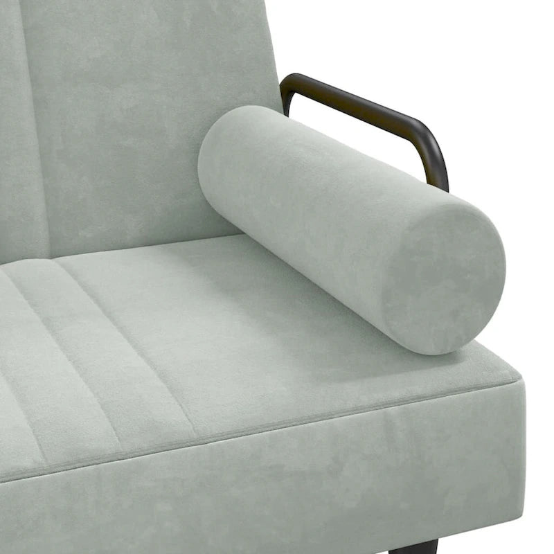Canapé-lit en velours avec dossier et accoudoirs réglables – Lit de repos causeuse