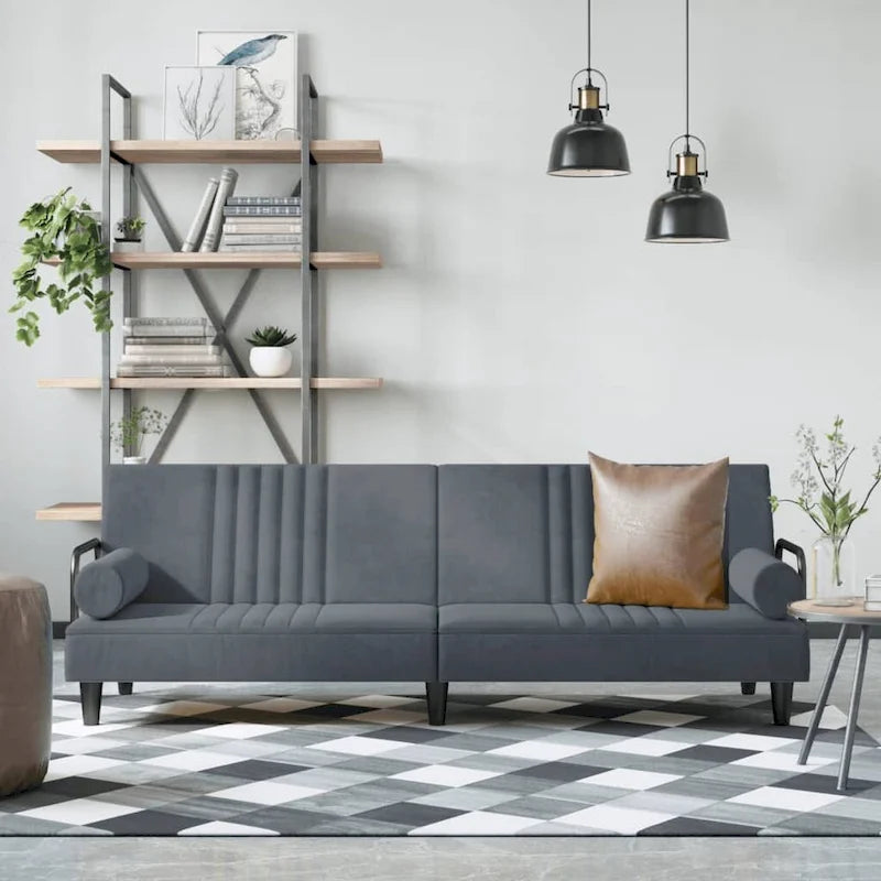 Canapé-lit en velours avec dossier et accoudoirs réglables – Lit de repos causeuse