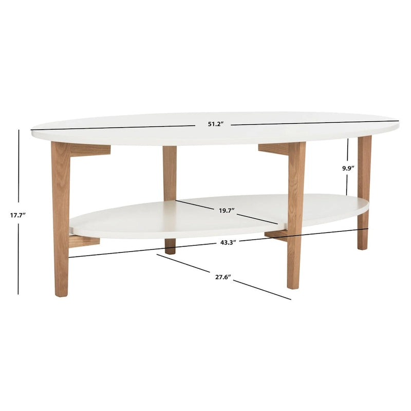 Table basse ovale de style mid-century – 51L x 28P x 18H, Table de salon