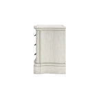 Table de chevet blanche antique avec tiroir de rangement et pieds galbés