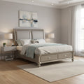 Ella Modern California King Storage Bed, Faux Leather Upholstery, Gold