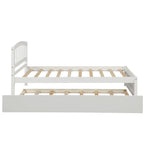 Cadre de lit plateforme double en bois avec lit gigogne
