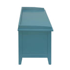 Banc de rangement en bois massif bleu sarcelle de 43 pouces avec tiroirs – Banc d'entrée