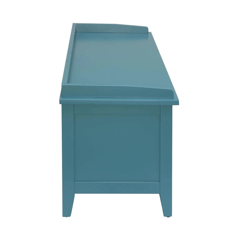 Banc de rangement en bois massif bleu sarcelle de 43 pouces avec tiroirs – Banc d'entrée