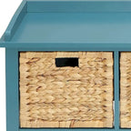 Banc de rangement en bois massif bleu sarcelle de 43 pouces avec tiroirs – Banc d'entrée
