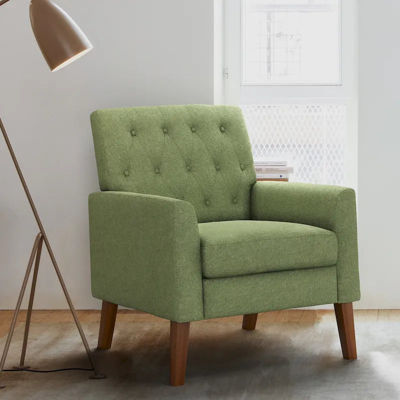Fauteuil d'appoint en lin – Fauteuil capitonné confortable pour le salon