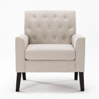Fauteuil d'appoint en lin – Fauteuil capitonné confortable pour le salon