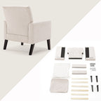 Fauteuil d'appoint en lin – Fauteuil capitonné confortable pour le salon