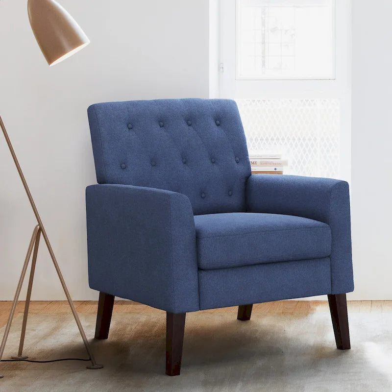 Fauteuil d'appoint en lin – Fauteuil capitonné confortable pour le salon