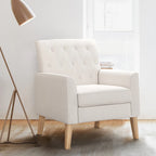 Fauteuil d'appoint en lin – Fauteuil capitonné confortable pour le salon