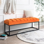 Banc capitonné avec piètement en métal moderne pour chambre ou entrée