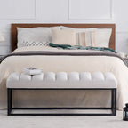 Banc capitonné avec piètement en métal moderne pour chambre ou entrée