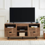 Meuble TV console multimédia en bois de 60 po, meuble de divertissement classique