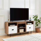 Meuble TV console multimédia en bois de 60 po, meuble de divertissement classique