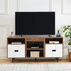 Meuble TV console multimédia en bois de 60 po, meuble de divertissement classique