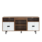 Meuble TV console multimédia en bois de 60 po, meuble de divertissement classique