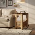 Fena 26 Inch Narrow End Table, Open Shelf, Multicolor Distress Pine Wood