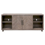 Meuble TV deux portes de 80 po, meuble de divertissement, meuble d'appoint en bois, entièrement assemblé, gris - 80 larg. x 32 haut. x 16 prof.