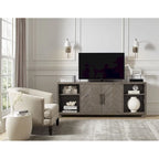 Meuble TV deux portes de 80 po, meuble de divertissement, meuble d'appoint en bois, entièrement assemblé, gris - 80 larg. x 32 haut. x 16 prof.