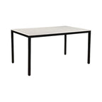 Table à manger moderne en marbre blanc avec piètement en fer noir – 6 places