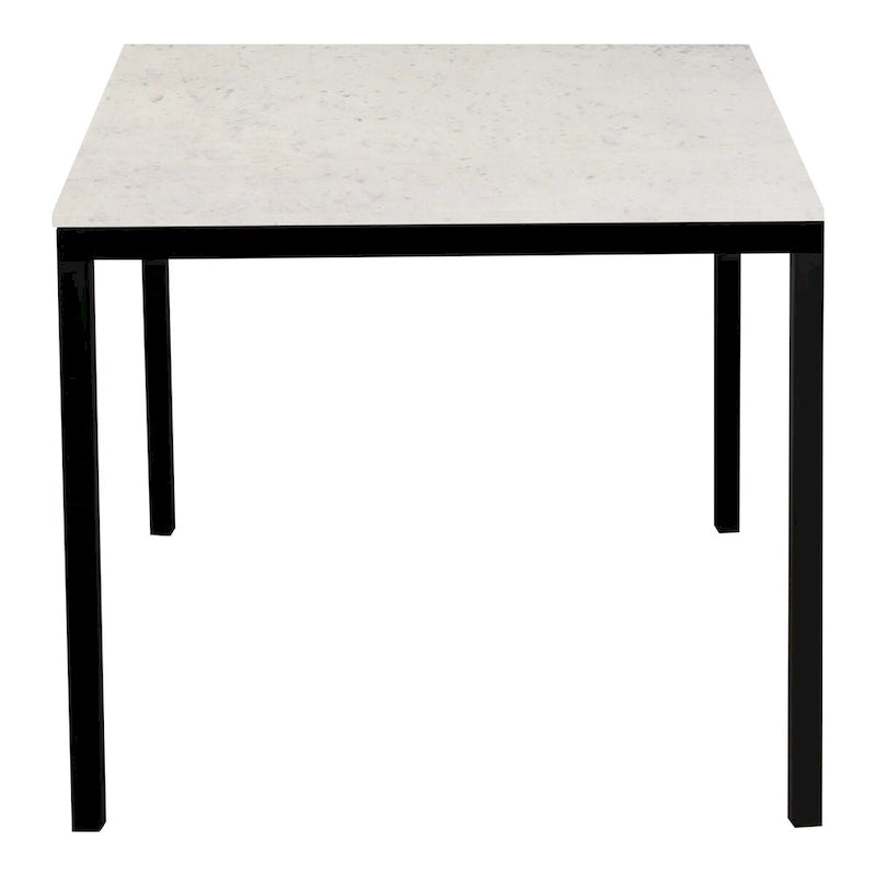 Table à manger moderne en marbre blanc avec piètement en fer noir – 6 places