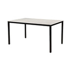 Table à manger moderne en marbre blanc avec piètement en fer noir – 6 places
