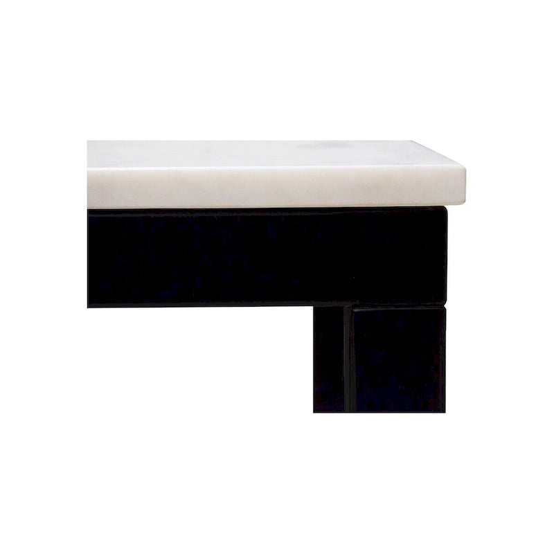 Table à manger moderne en marbre blanc avec piètement en fer noir – 6 places