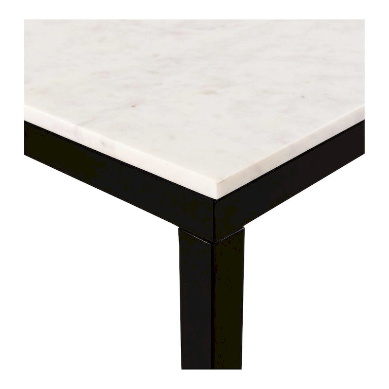 Table à manger moderne en marbre blanc avec piètement en fer noir – 6 places