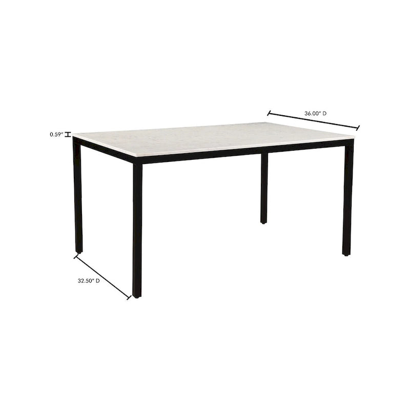 Table à manger moderne en marbre blanc avec piètement en fer noir – 6 places
