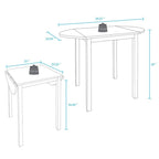 Table de salle à manger à abattants en bois massif - 39,25L x 23,25P x 29H