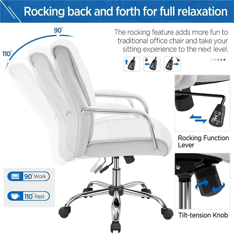 Fauteuil de bureau de direction en similicuir à dossier haut avec hauteur réglable