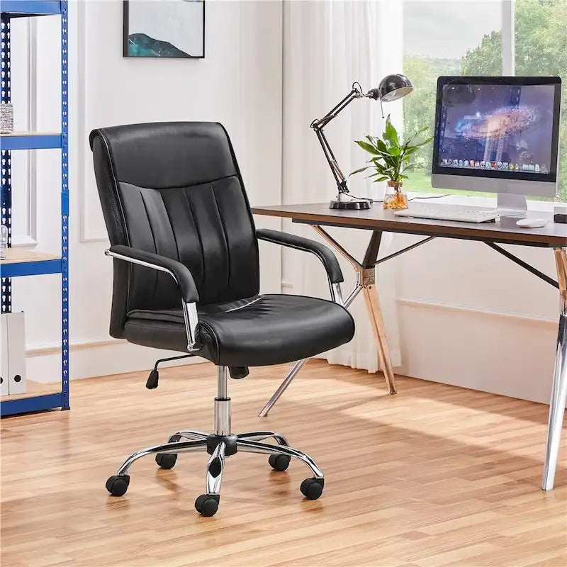 Fauteuil de bureau de direction en similicuir à dossier haut avec hauteur réglable