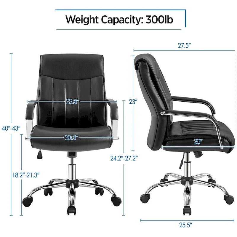 Fauteuil de bureau de direction en similicuir à dossier haut avec hauteur réglable
