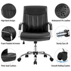 Fauteuil de bureau de direction en similicuir à dossier haut avec hauteur réglable