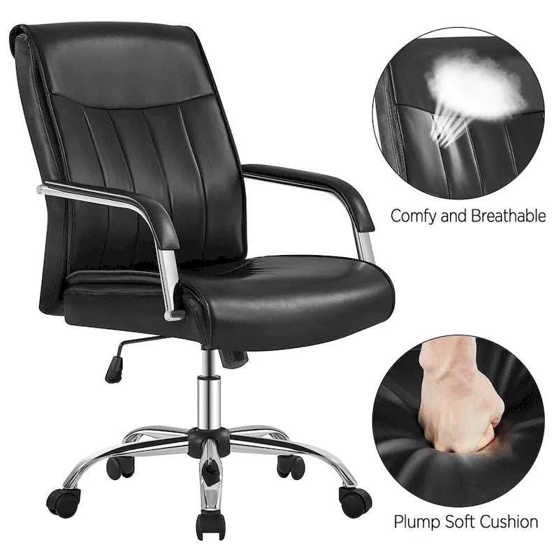 Fauteuil de bureau de direction en similicuir à dossier haut avec hauteur réglable