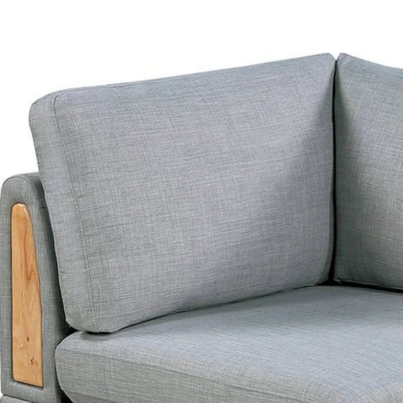 Fauteuil de coin modulable 37 pouces – Tissu gris clair avec pieds en bois