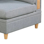 Fauteuil de coin modulable 37 pouces – Tissu gris clair avec pieds en bois